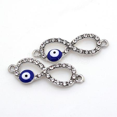 Alloy Rhinestone Evil Eye Links connectors ALRI-S161-09P-1