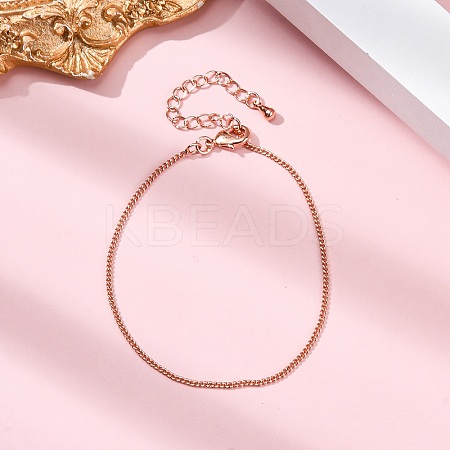 Adjustable Rack Plating Brass Curb Chain Bracelets for Women BJEW-G735-18RG-1