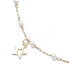 Round ABS Imitation Pearl Beads & 304 Stainless Steel Link Chain Tassel Anklets for Women AJEW-AN00738-03-4