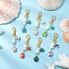 7Pcs Starfish & Sea Turtle Synthetic Turquoise & Natural White Mother of Pearl Shell Chip Pendant Decorations HJEW-JM03168-1