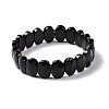 Natural Obsidian Oval Beaded Stretch Bracelet G-E010-01U-1