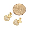 Brass Micro Pave Clear Cubic Zirconia Stud Earrings for Women EJEW-U034-01G-01-5