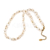 304 Stainless Steel & Imitation Pearl Woven Round Beaded Necklaces for Women SA-CBAAFEE-02G-2