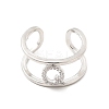 Clear Cubic Zirconia Initial Letter Open Cuff Ring RJEW-A012-01P-Q-1