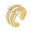 Rack Plating Real 18K Gold Plated Brass Multi Lines Open Cuff Rings RJEW-B048-08G-5