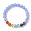 Natural Dyed Blue Lace Agate & Green Aventurine & Dyed Lapis Lazuli & Quartz Crystal & Red Aventurine & Carnelian & Dyed Quartz & Amethyst Beads Stretch Bracelets for Women BJEW-JB12934-01-2