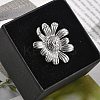 Flower 304 Stainless Steel Open Cuff Ring for Women RJEW-M049-04P-4