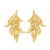 Leaf Brass Stud Earrings EJEW-R025-20G-4