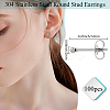 100Pcs 304 Stainless Steel Round Stud Earrings EJEW-BBC0002-05A-P-2
