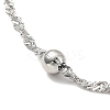 Non-Tarnish 304 Stainless Steel Singapore Chain Necklace with Beads for Men Women NJEW-P263-01P-3