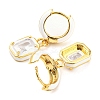 Rack Plating Real 18K Gold Plated Brass Enamel Rectangle Dangle Hoop Earrings EJEW-K245-50G-3
