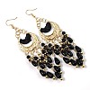 Bohemian Style Alloy Resin Moon with Teardrop Tassel Dangle Earrings FS-WG624F3-04-1