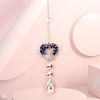 Wire Wrapped Natural Lapis Lazuli Heart with Tree of Life Pendant Decorations HJEW-K046-02P-08-1