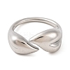 Non-Tarnish 304 Stainless Steel Leaf Open Cuff Rings for Women RJEW-G319-02P-2