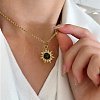 304 Stainless Steel Crystal Rhinestone Pave Natural Tiger Eye Pendant Necklaces FS-WG29919-02-2