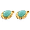 Natural Amazonite 304 Stainless Steel Teardrop Charms LS-G-D075-01G-03-2