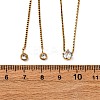 304 Stainless Steel Crystal Rhinestone Flat Round Box Chain Double Layer Slider Lariat Necklaces NJEW-K291-01G-5