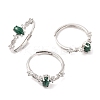 Horse Eye Natural Malachite Adjustable Rings RJEW-Q817-02P-06-1