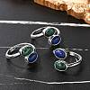 Natural Malachite & Lapis Lazuli Finger Rings RJEW-A068-02P-01-1