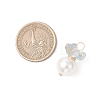 Natural Aquamarine Chip with Copper Wire Wrapped Shell Pearl Pendants PALLOY-JF04951-02-2