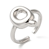 Initials Brass Open Cuff Ring for Women RJEW-N046-02Q-P-1