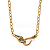304 Stainless Steel Pave Green Cubic Zirconia Snake Pendant Necklaces for Women WGE46FD-01-5