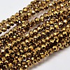 Faceted Round Full Plated Electroplate Glass Beads Strands EGLA-J130-FP02-1