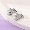 Tarnish Resistant 304 Stainless Steel Kitten Stud Earrings EJEW-F227-08P-1