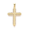 Brass Micro Pave Clear Cubic Zirconia Pendants KK-T080-08G-1