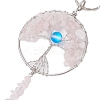3Pcs 3 Styles Tree of Life Alloy Natural Amethyst & Green Aventurine & Rose Quartz & Synthetic Moonstone Keychain KEYC-JKC00987-5