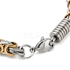 Ion Plating(IP) Grooved Column 304 Stainless Steel Byzantine Chain Bracelets for Men BJEW-B093-07GP-3