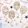 4Pcs 4 Styles Ballet Theme Brass & Iron Enamel Bookmarks with Chain and Bowknot Charms AJEW-SP0002-24-6