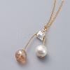 Eco-Friendly Glass Pearl & Glass Beads Pendant Necklaces NJEW-JN02622-3
