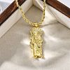 Brass Micro Pave Clear Cubic Zirconia Saint Jude Pendant Necklaces NJEW-C071-01C-G-3