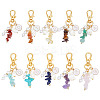 10Pcs 10 Styles Natural & Synthetic Gemstone Chip & Flat Round with Number 0~9 Alloy Enamel Pendant Decorations HJEW-GO00102-1