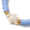 5Pcs 5 Colors Handmade Polymer Clay Disc Beaded Stretch Bracelets BJEW-JB10259-01-4