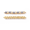 Flat Round with Evil Eye Pattern Brass Micro Pave Clear Cubic Zirconia Enamel Connector Charms KK-G435-44G-01-1