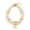 Bohemian Style Alloy Starfish Pendant Glass Seed Beads Natural Shell Beaded Multi Layered Necklaces FS-WG079D7-01-3