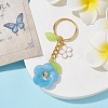 Flower Acrylic Imitation Gemstone Pendant Keychain KEYC-JKC00692-01-3