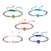 Acrylic Evil Eye & Round Lampwork Braided Bead Bracelet for Women BJEW-JB08379-1