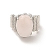 Natural Rose Quartz Oval Open Cuff Ring RJEW-P082-03P-20-3