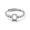 Adjustable Rhodium Plated 925 Sterling Silver Clear Cubic Zirconia Ring Components STER-C011-05P-2