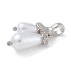 Rack Plating Brass Micro Pave Clear Cubic Zirconia with ABS Plastic Pearl Pendants KK-G515-57P-2