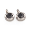 Trendy Original Color 304 Stainless Steel Grade A Rhinestone Flat Round Charm Pendants RB-M030-06H-1