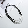 Alloy Curved Tube Black Cowhide Cord 3 Layer Necklaces for Women FS-WG33DA7-01-1