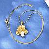 304 Stainless Steel Pave Clear Cubic Zirconia Flower Pendant Necklaces NJEW-H088-04G-3
