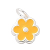 925 Sterling Silver Enamel Flower Charms STER-D300-04S-03-1