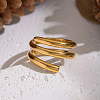 Flower 304 Stainless Steel Cuff Rings for Women LS-RJEW-Z123-02G-2