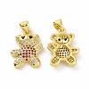 Brass Micro Pave Clear Cubic Zirconia Pendants ZIRC-F135-28G-2