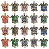 60Pcs 10 Colors Printed Alloy Connector Charms ENAM-CJ0005-63-1